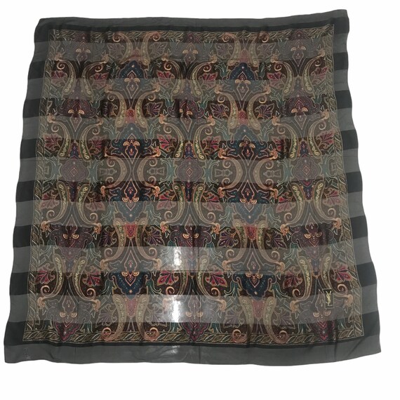 Vintage yves saint laurent black paisley big size