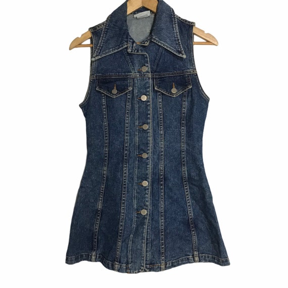 Nada nuff sleeveless button denim dress