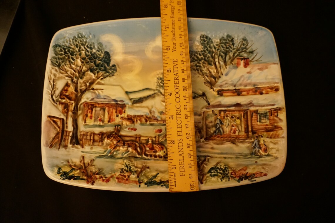 Four Vintage Ceramic Hand Painted Wall Hangings Etsy