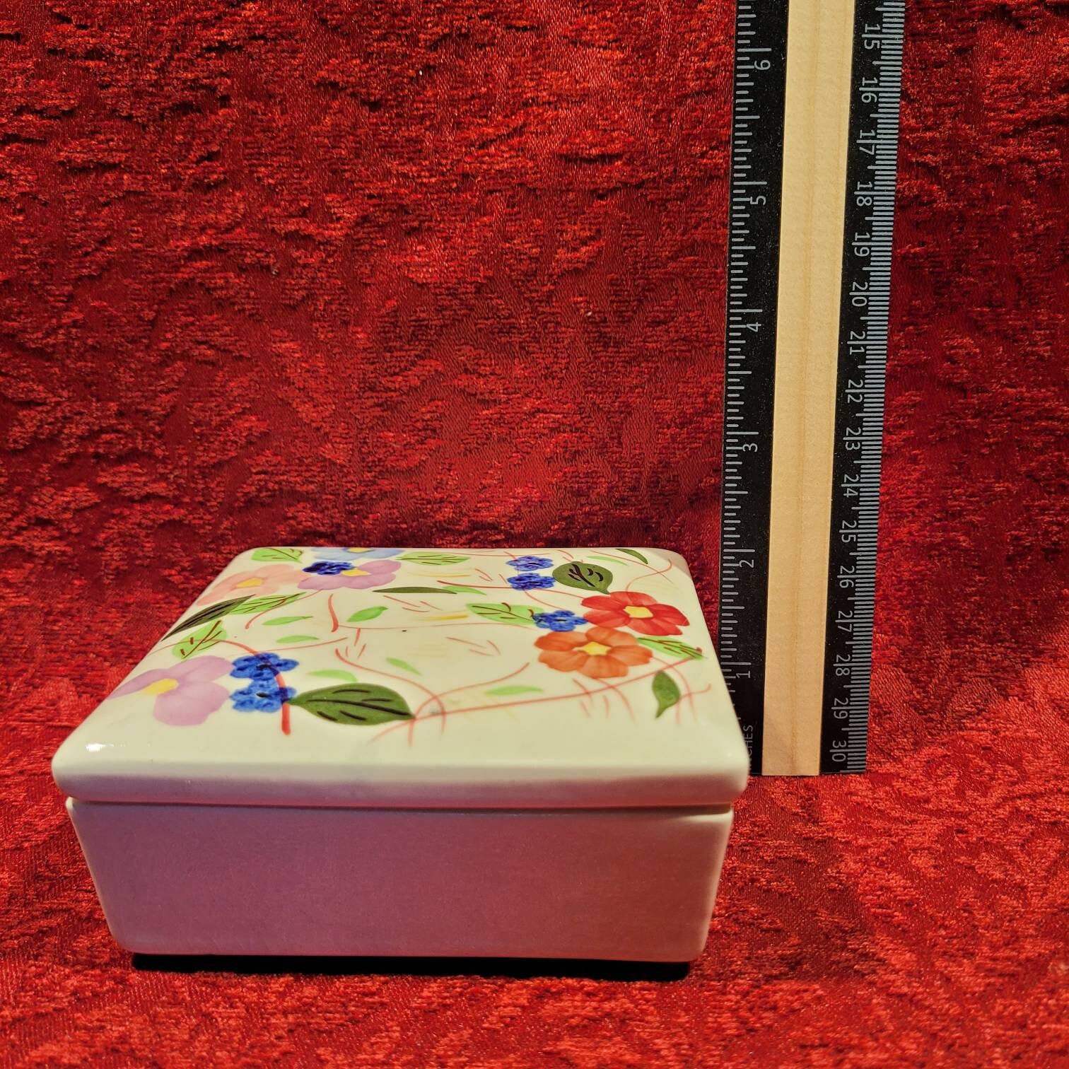 Vintage Blue Ridge Southern pottery square trinket Box Made in the USA