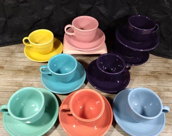 Vintage And Discontinued Cups And Saucers FIESTA WARE All Marked with post 86 FIESTA Line No cracks or chips