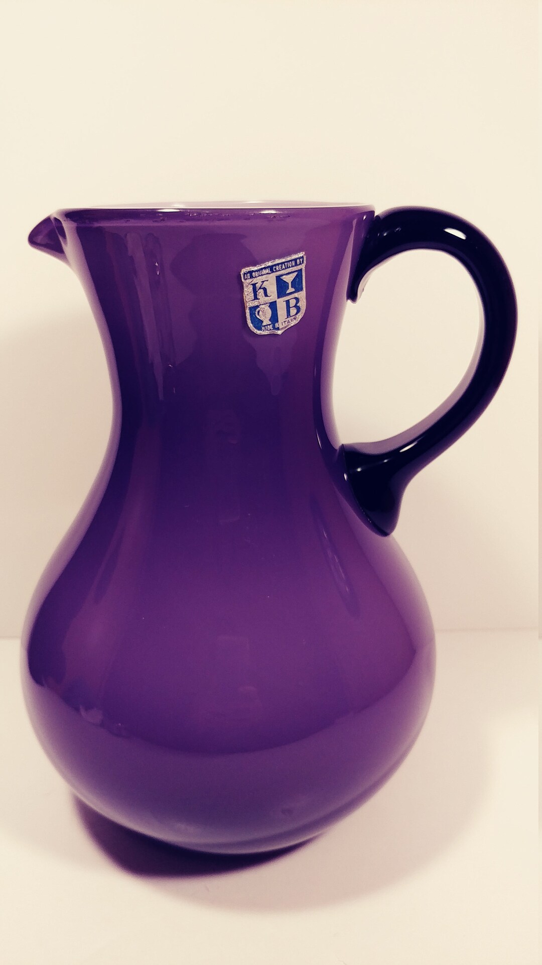 Vintage Made in Italy Hand Blown Cased Glass Amethyst Pitcher - Etsy