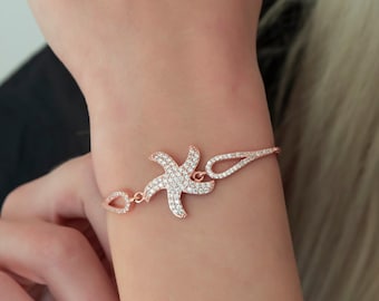 Glänzendes Seestern Armband | Minimalist Seestern Armband | Silber Seestern Armband | Zierliches Seestern Armband | Funkelndes Seestern Armband