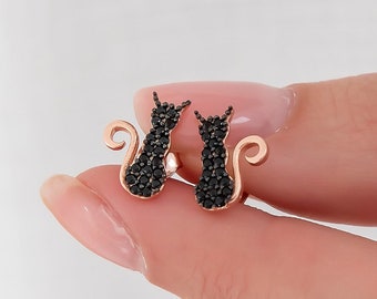 Silver Cat Earring | Kitty Earring | Tiny Cat Earring for Kids  | Stud Cat Earring | Cat Person Earring | Cat Lover Earring | Dainty Cat