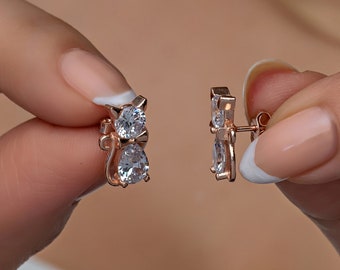 Silver Cat Earring | Pet Owner Earring | Animal Lover Earring | Stud Cat Earring | Cat Person Earring | Cat Lover Earring | Stud Cat Eardrop