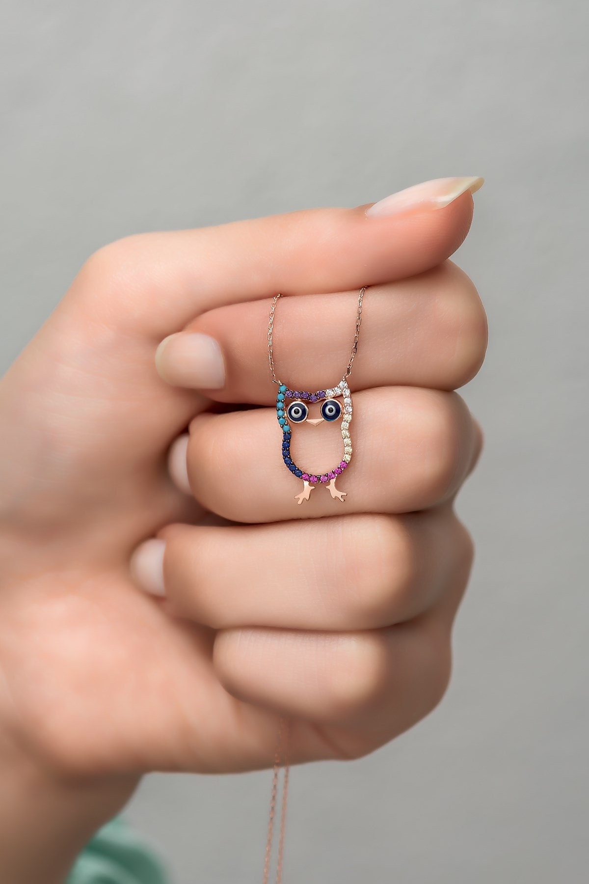 Colorful & Black Owl Necklace | Unique Harry Potter Gifts | Cute Owl Necklace | Minimalist Silve