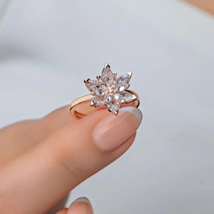 Adjustable Lotus Flower Ring, Elegant Sparkly Lotus Flower Ring, Ring Wedding Gift, Rose Gold Silver Lotus Flower Ring, Jewellery Gifts