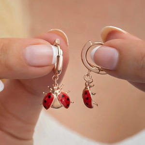 Ladybug Earring | Spring Ladybug Earring | Gifts for Her | Dangle Ladybug Earring | Ladybird Earring | Lucky Charm Earring | Ladybug Eardrop