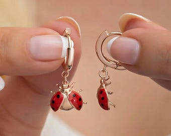 Ladybug Earring | Spring Ladybug Earring | Gifts for Her | Dangle Ladybug Earring | Ladybird Earring | Lucky Charm Earring | Ladybug Eardrop