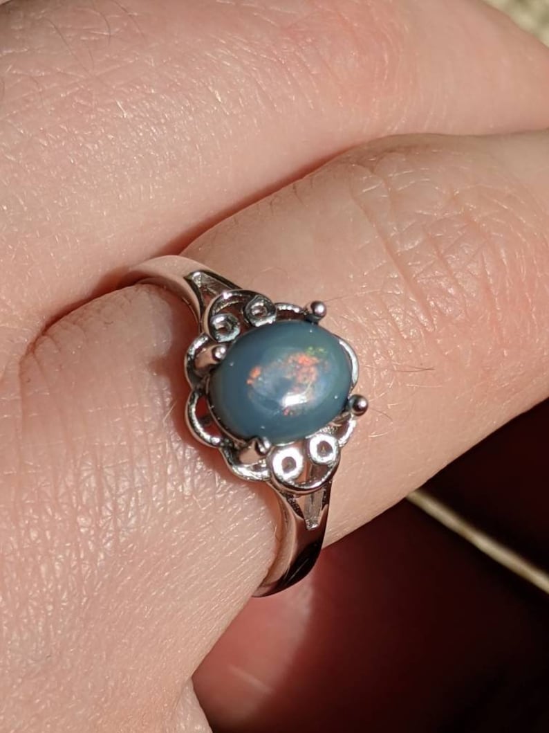 Semi Black Opal Ring
