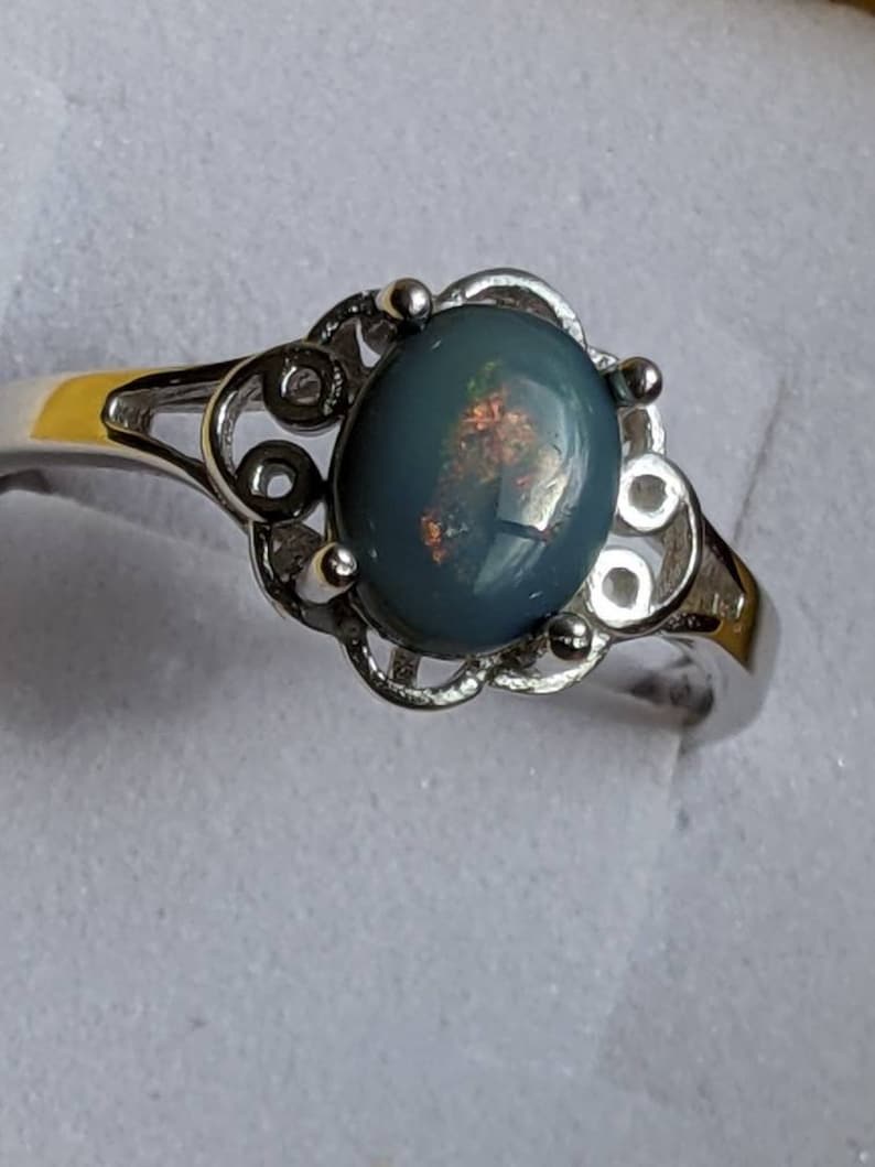 Semi Black Opal Ring