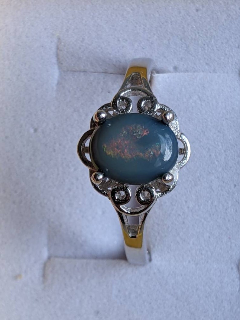 Semi Black Opal Ring