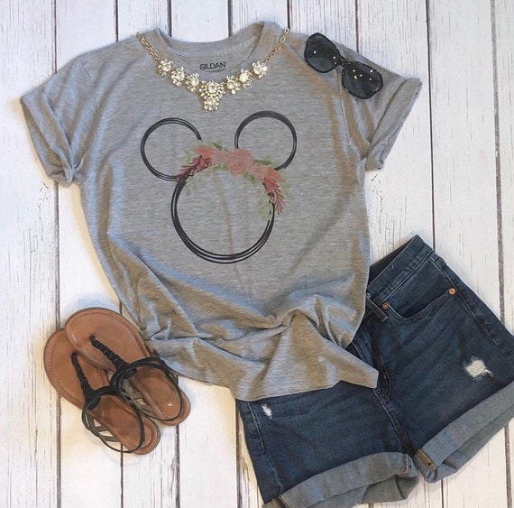 Disney Graphic Tee / Mickey Head Tee / Mickey Mouse Flower Tee / Disney Vacation Shirt / Disney Ladies Shirt / Disney Sublimation Tee / Tee