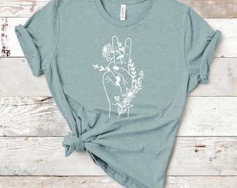 Floral Peace Hand Graphic Tee