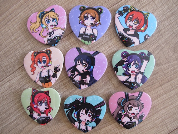 Cute Heart Shaped Buttons Inspired by Love Live School Idol