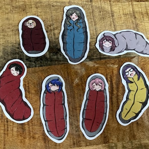 Cute Stickers inspired by YuruCamp sleeping bag