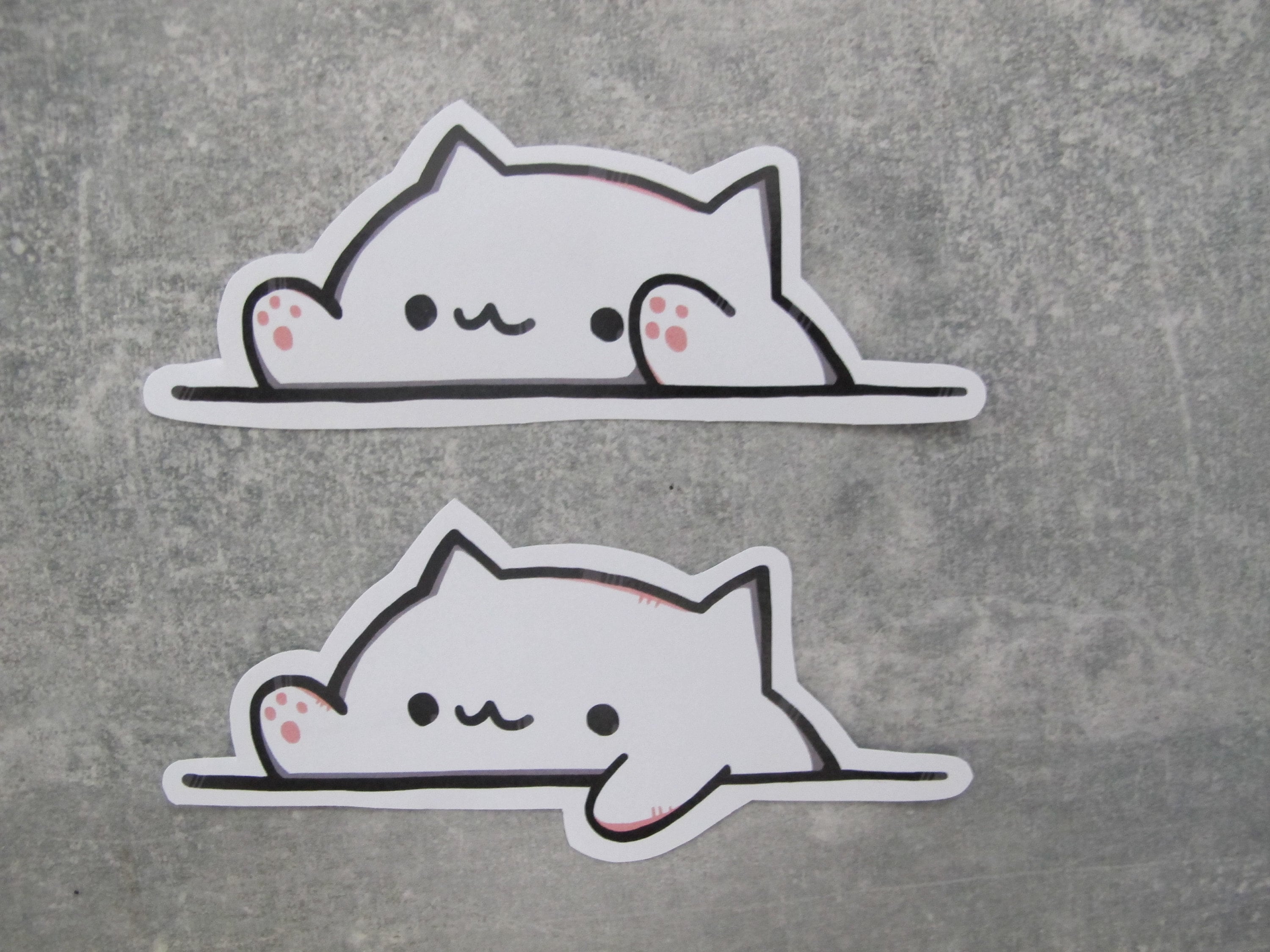  White Meme Bongo Cat 6 inch Vinyl Decal - Indoor and Outdoor  use!