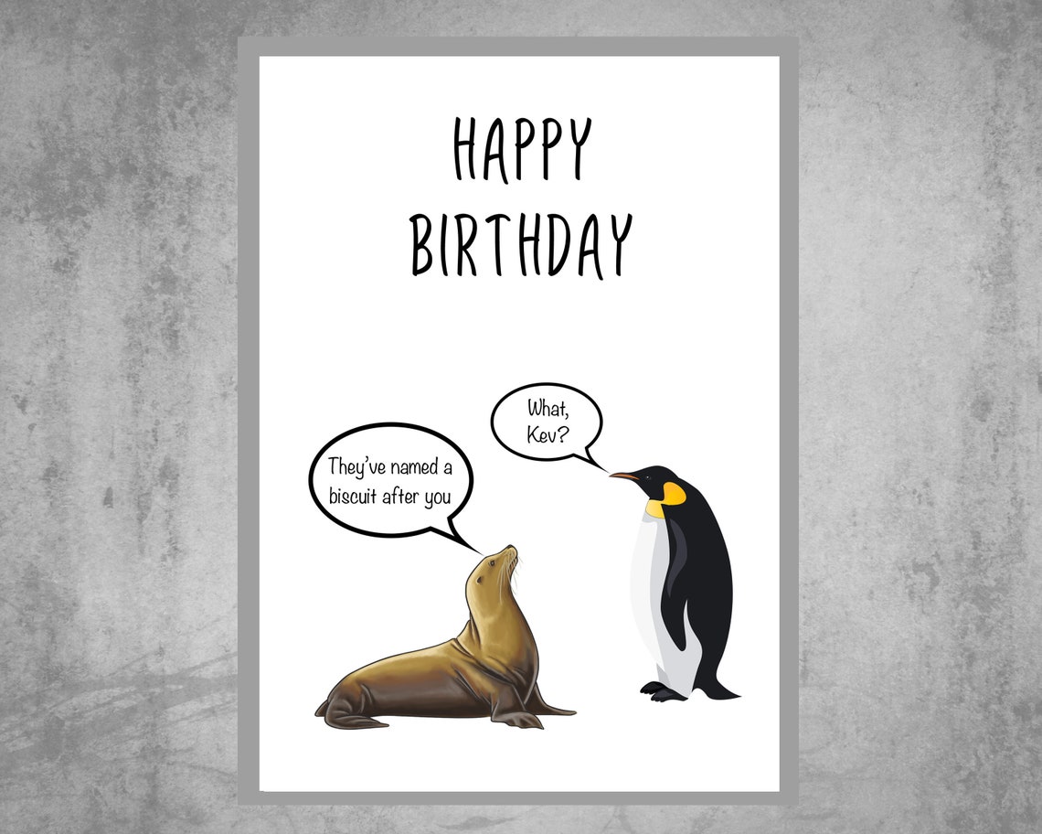 Funny Penguin Joke Birthday Card for Him or Her Brother Dad Etsy UK