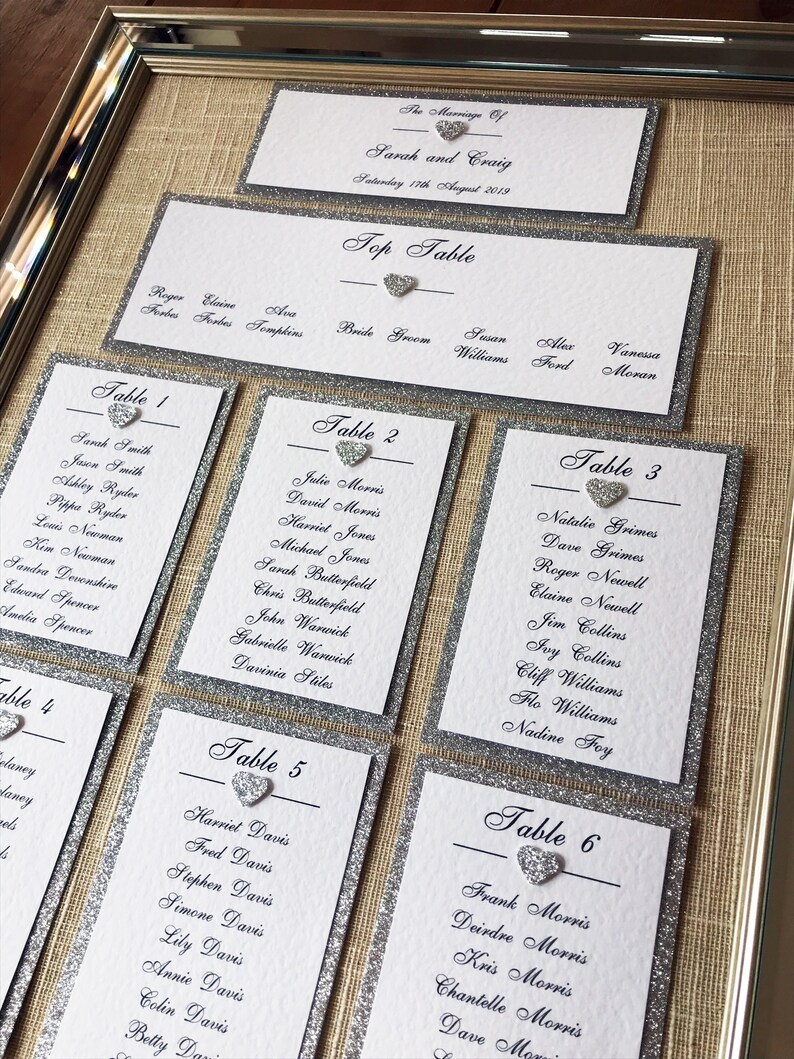 DIY Wedding Table Plan Cards / Seating Plan Cards Raised Etsy