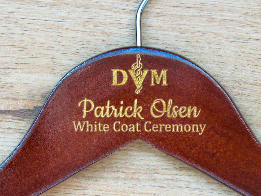 1st White Coat Hanger, Gift for Veterinarian, Graduation Gift, White