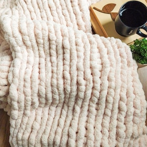 Personalized Chunky Knit Blanket: Handmade Chenille Throw