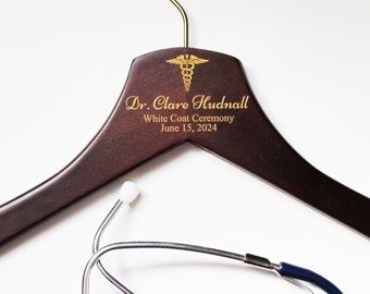 Engraved White Coat Hanger: Medical Student Gift