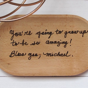 Handwriting on Dish, Custom Laser Engraved Transfer Handwriting, Engraved Key or Jewelry Dish, Father&#39;s Day Gift, Personalized Jewelry Tray.