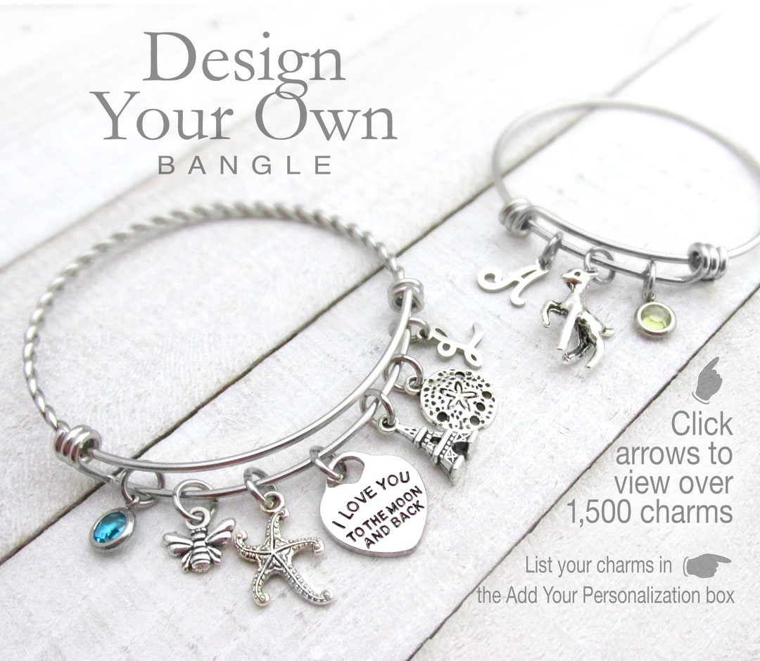 Custom Photo Silver Heart Charm Bangle Bracelet – P.S. I Love Italy