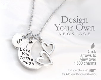 CUSTOM CHARM NECKLACE, Design Your Own, Choose Your Charms, Birthday Necklace, Personalized Gifts, Gifts for Her, Choose Your Chain, Bases