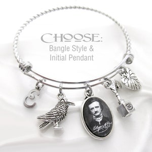 EDGAR ALLAN POE Bracelet, Edgar Allan Poe, Poe Charm Bracelet, Poe Jewelry, Edgar Allan Poe Charms