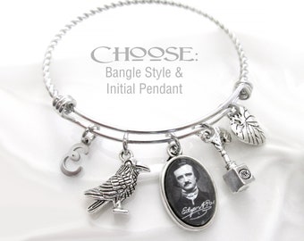 EDGAR ALLAN POE Bracelet, Edgar Allan Poe, Poe Charm Bracelet, Poe Jewelry, Edgar Allan Poe Charms