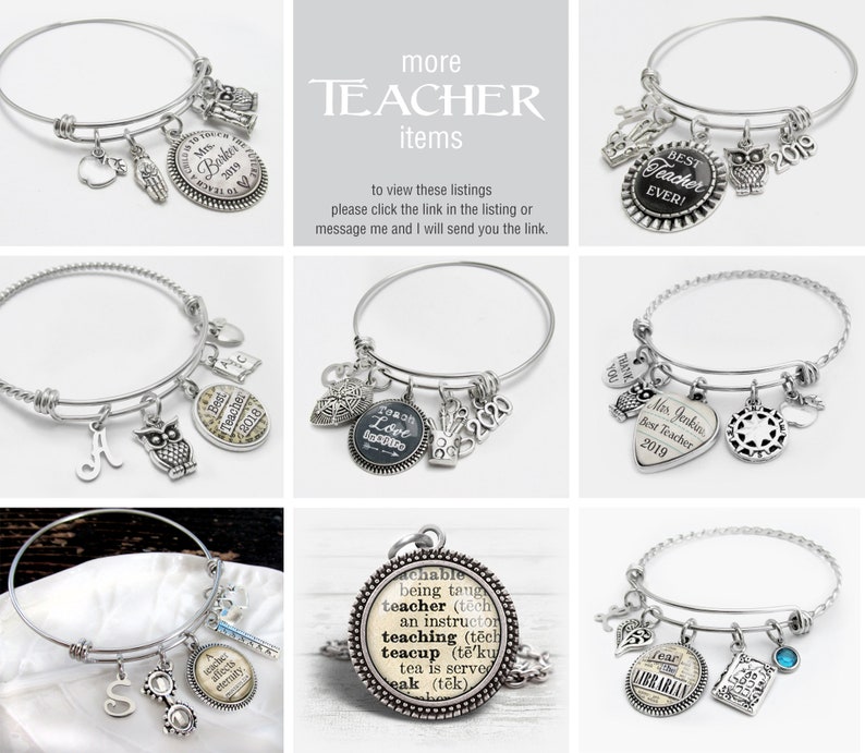 TEACHER CHARM BRACELET Teacher Jewelry Gift for Teacher A Etsy