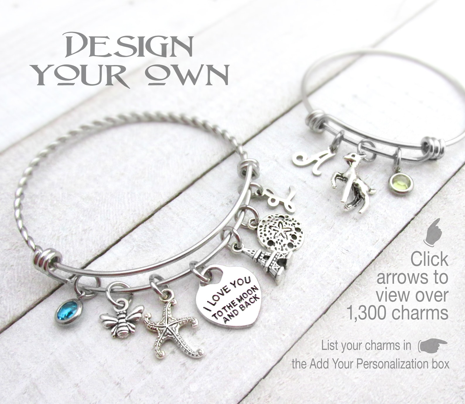 CUSTOM CHARM BRACELET Design Your Own Choose Your Charms Etsy