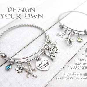 Make Your Own Custom Charm Bracelets, Custom Construction Jewelry Design,  Includes 6 Charms