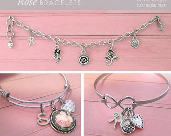 ROSES JEWELRY, Roses Bracelet, Roses Jewelry, Roses Bangle, Gift for Her, Gifts for Rose Lovers