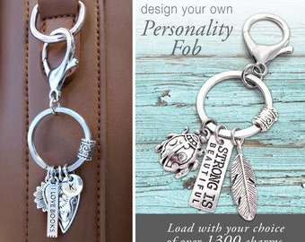 DESIGN A KEY CHAIN, Personality Fob, Purse Charm, Backpack Charm, Gifts For Her, Lobster Claw, Keyring, Small Gift, Personalized Gifts