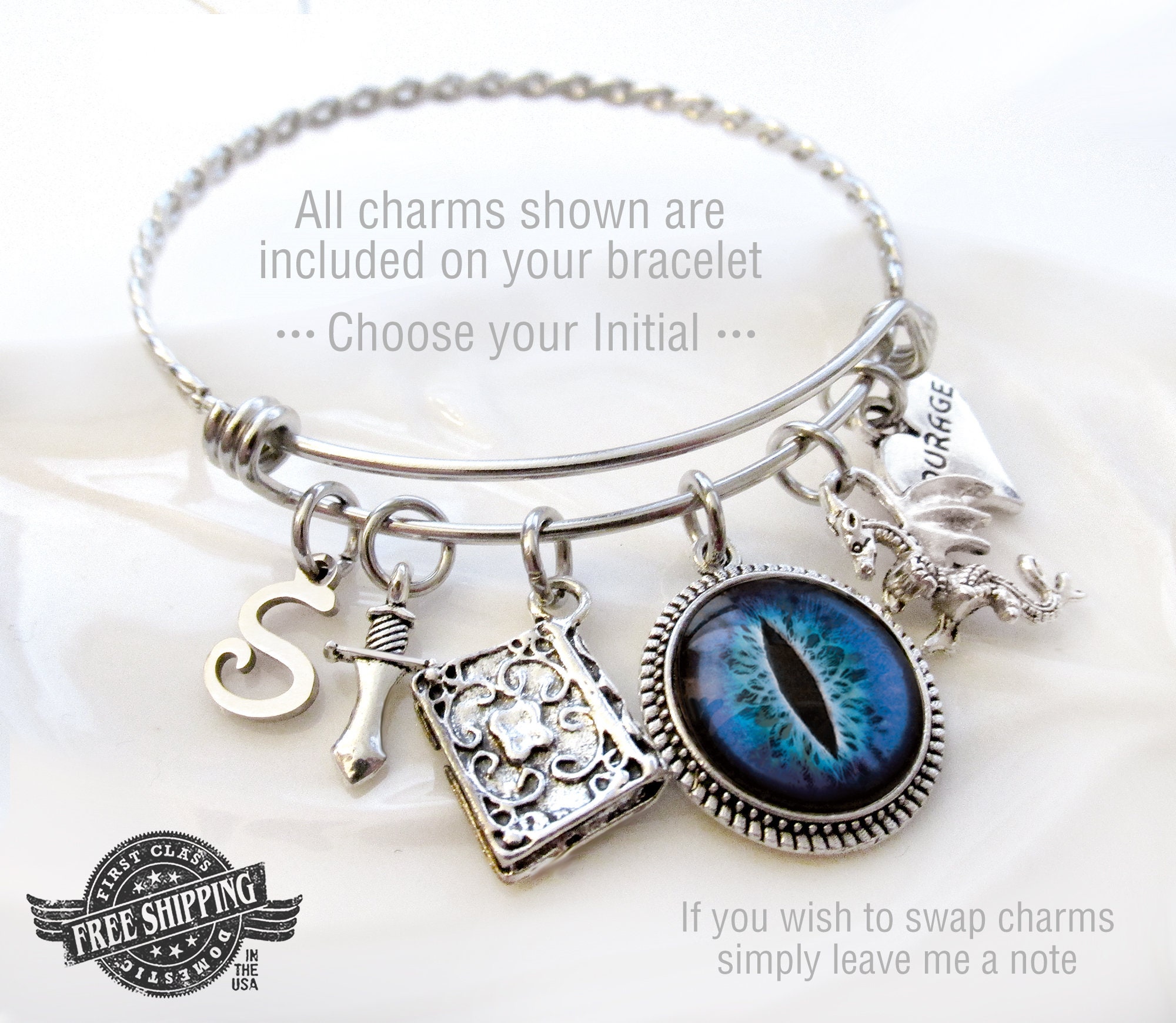 DRAGON EYE BRACELET Dragon Charm Bracelet Dragon Gift for Etsy