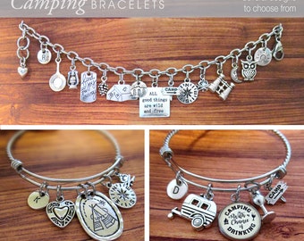 CAMPING JEWELRY, Camping Bracelet, Camp Jewelry, Camping Bangle, Gift for Her, Gifts for Campers