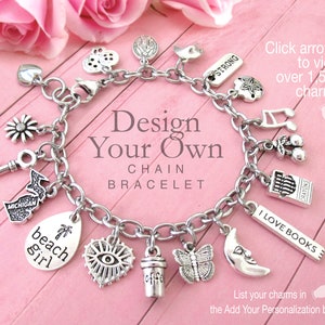 CHARM BRACELET, Design Your Own, Stainless Steel Charm Bracelet, Charm Bracelets, Gifts For Her image 1