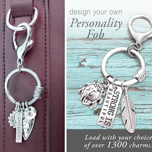 DESIGN A KEY CHAIN, Personality Fob, Purse Charm, Backpack Charm, Gifts For Her, Lobster Claw, Keyring, Personalized Gifts, Bases