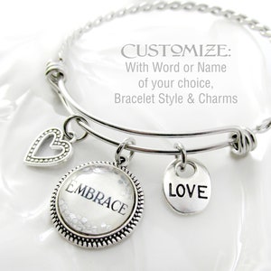 CUSTOM NAME or WORD Charm Bracelet, Personalized Jewelry, Gift for Her, Wedding Bracelets, Valentines Gift, Glitter Bracelet