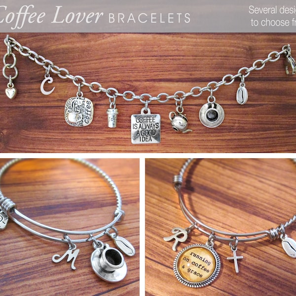 COFFEE LOVER, Coffee Lover Bracelet, Coffee Lover Jewelry, Coffee Lover Bangle, Gift for Her, Gifts for Coffee Lovers