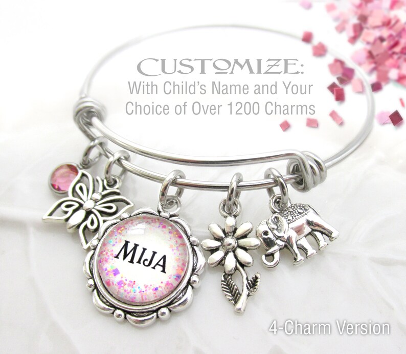 CHILD'S BRACELET Child's Glitter Charm Bracelet Etsy