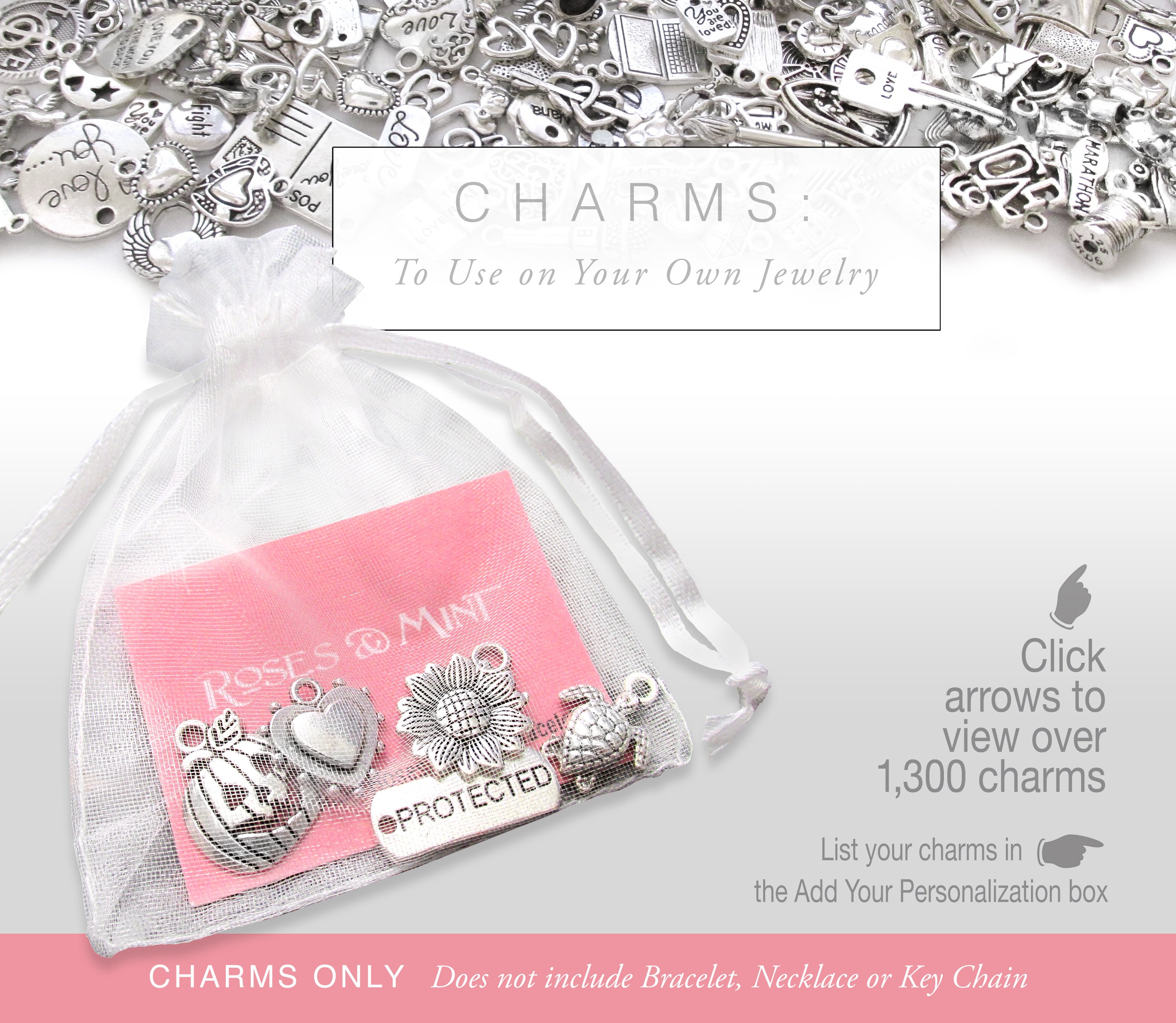 CHARMS, To Use on Your Own Jewelry or for Crafting (Bracelet, Necklace, Key Chain not included), Charm Library, Xtra