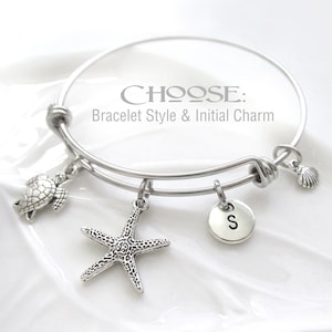 BEACH CHARM Bracelet, Sea Theme Bracelet, Starfish Bracelet, Beach Bracelet, Beach Gift for Her, Birthday Gift
