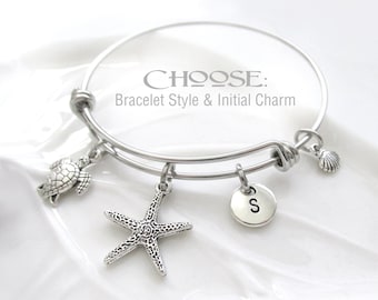 BEACH CHARM Bracelet, Sea Theme Bracelet, Starfish Bracelet, Beach Bracelet, Beach Gift for Her, Birthday Gift
