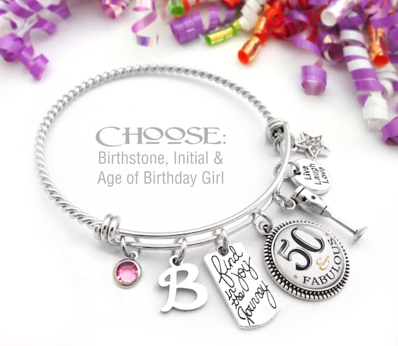 Initial & Birthstone Charm Bracelet