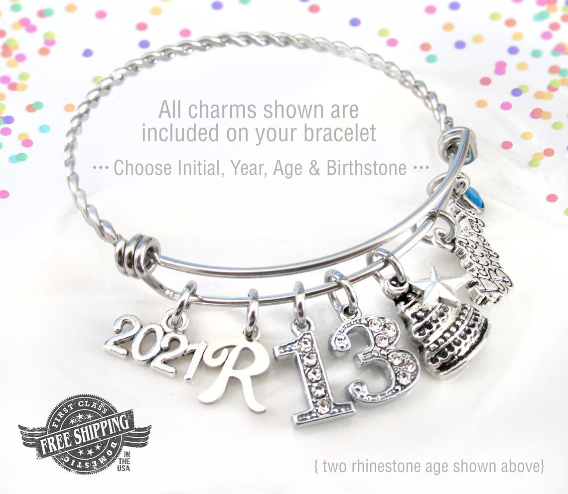 BIRTHDAY CHARM BRACELET Birthday Bracelets Choose Age Etsy