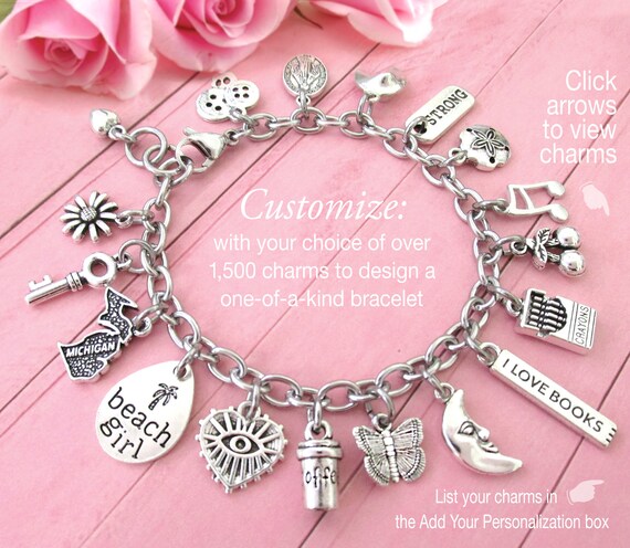 CHARM BRACELET, Design Your Own, Stainless Steel Charm Bracelet