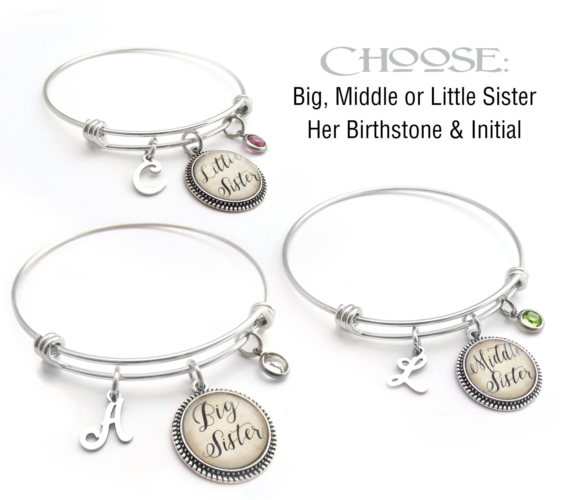 SISTER CHARM BRACELET Big Sister Middle Sister Little | Etsy